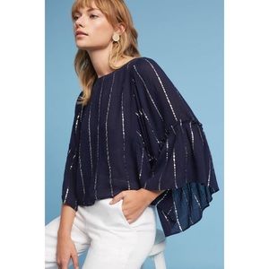 Anthropologie Emelyn Striped Bell Sleeve Top
